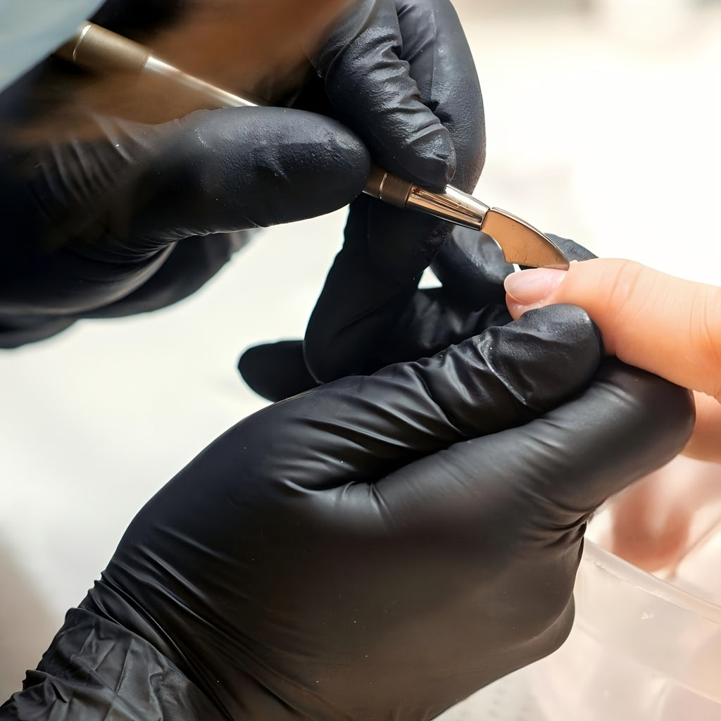 Durable Nitrile Gloves 50pcs Black Pure Nitrile Disposable Gloves | Durable, Latex Free, Thickened Design for Kitchen, Tattoo, Beauty Salon, Bathroom Cleaning - Large Medium Small