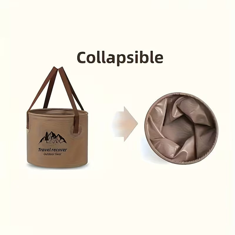 1 Outdoor Foldable 10 Liter Bucket, Portable Travel Camping Fishing Handheld Bucket, Household Travel Multifunctional Storage Bucket