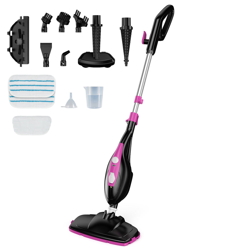 10-in-1 Multifunctional Steam Mop, 1550W Detachable Handheld Steam Cleaner for Floor Cleaning, 16FT Cord, 2 Washable Pads, Multi-Purpose Floor Steamer for Hardwood, Carpet, Tile, Grout, Windows