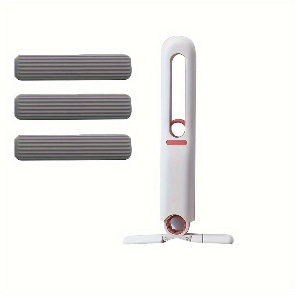 3pcs\u002F 1 set of mini mops with self squeezing mechanism - portable white synthetic fiber cleaning tool, suitable for home, living room, bedroom, furniture and window cleaning, window cleaning tool