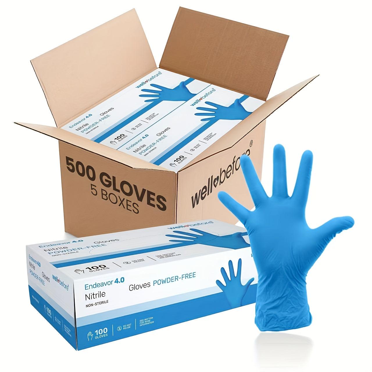 500pcs Heavy-Duty Blue Nitrile Gloves - Extra Thick, Powder-Free, Latex-Free - Disposable Gloves for Medical, Food Service, Cleaning, Mechanic Work - Size Large