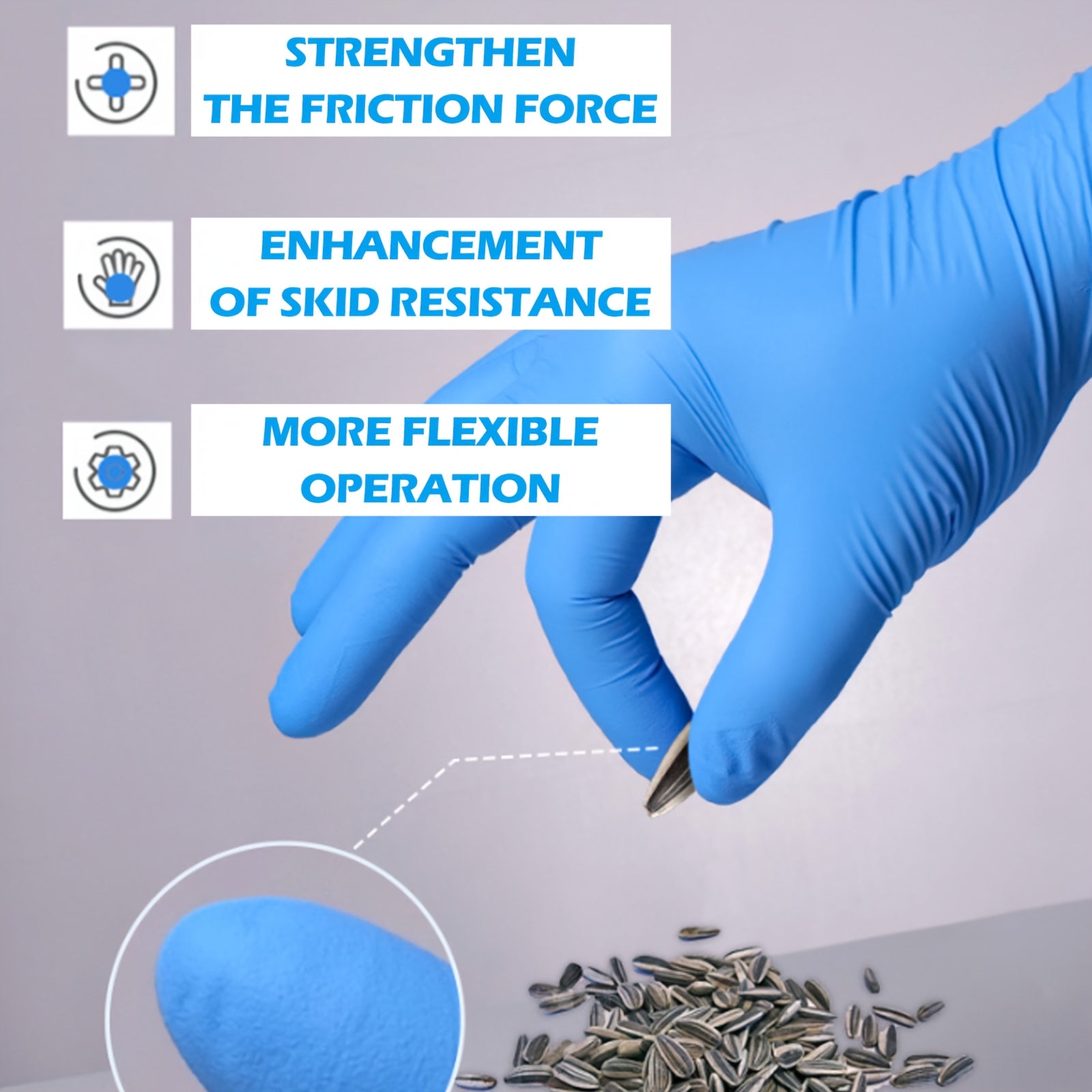 500pcs Heavy-Duty Blue Nitrile Gloves - Extra Thick, Powder-Free, Latex-Free - Disposable Gloves for Medical, Food Service, Cleaning, Mechanic Work - Size Large