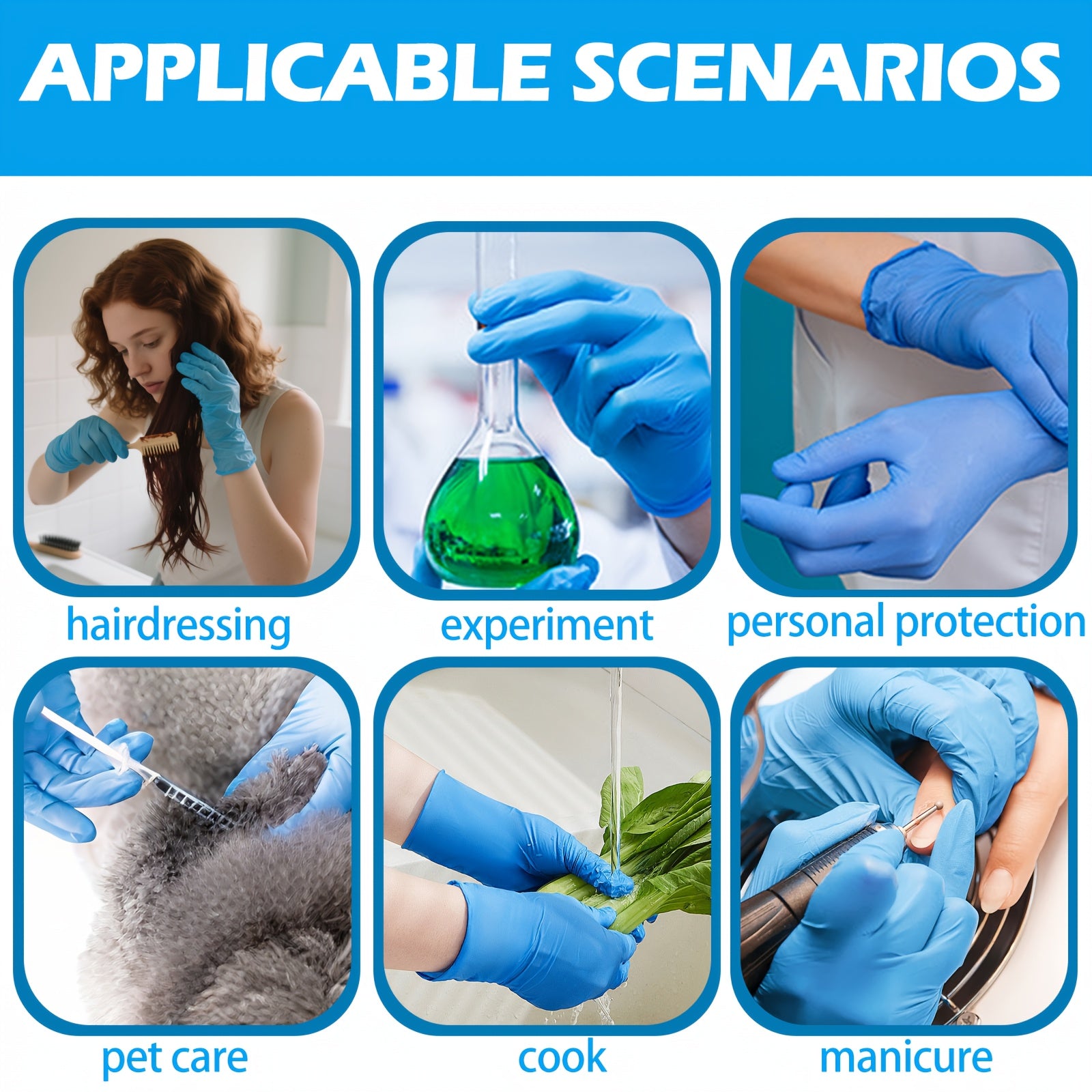 500pcs Heavy-Duty Blue Nitrile Gloves - Extra Thick, Powder-Free, Latex-Free - Disposable Gloves for Medical, Food Service, Cleaning, Mechanic Work - Size Large