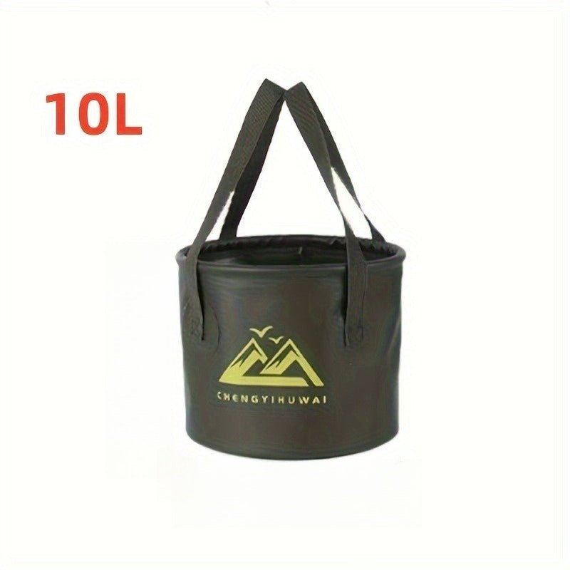 1 Outdoor Foldable 10 Liter Bucket, Portable Travel Camping Fishing Handheld Bucket, Household Travel Multifunctional Storage Bucket