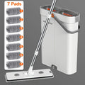 12.99\u002F15.74in Flat Mop And Bucket Set, Floor Cleaning System, Wet Dry For Wall Cleaner, Hardwood Floor Mop With Microfiber Cloths, Bedroom\u002F Bathrooms\u002Fliving Room Cleaning Supplies