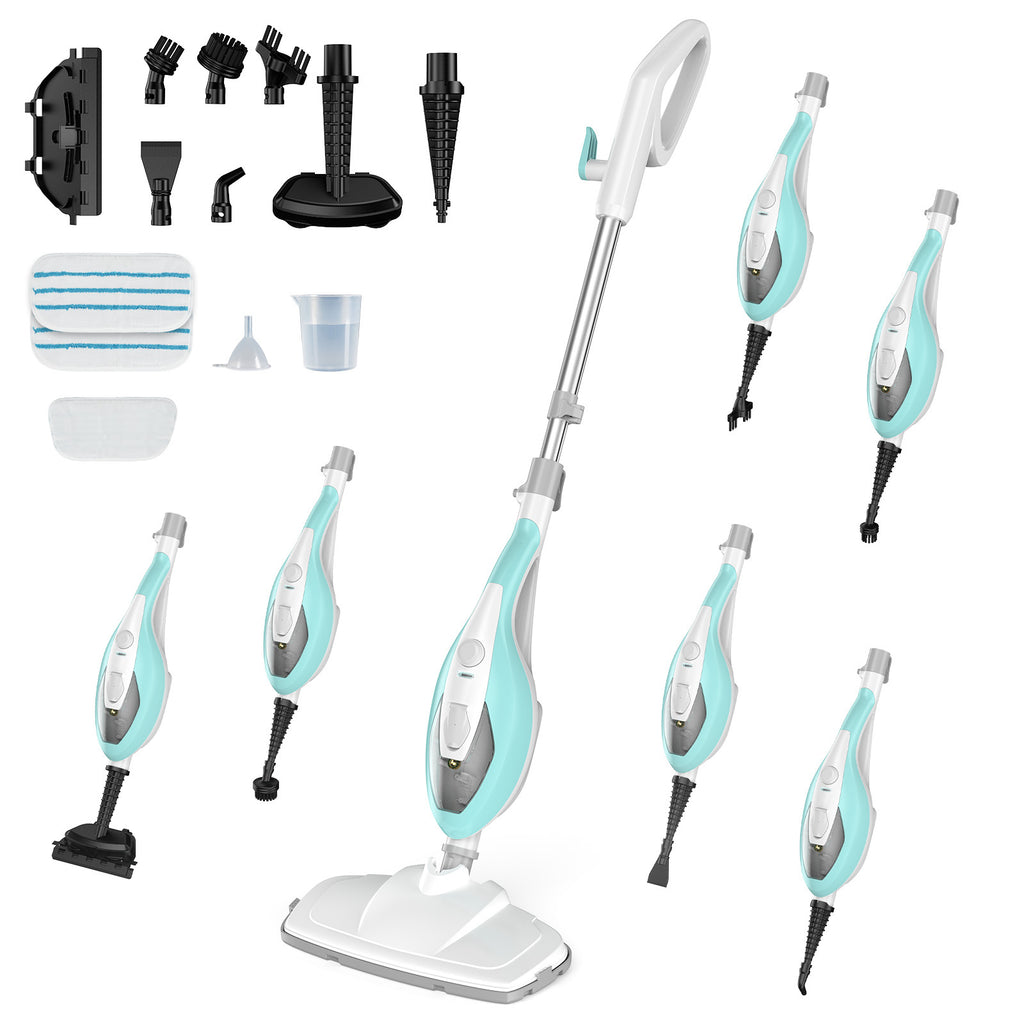 10-in-1 Multifunctional Steam Mop, 1550W Detachable Handheld Steam Cleaner for Floor Cleaning, 16FT Cord, 2 Washable Pads, Multi-Purpose Floor Steamer for Hardwood, Carpet, Tile, Grout, Windows