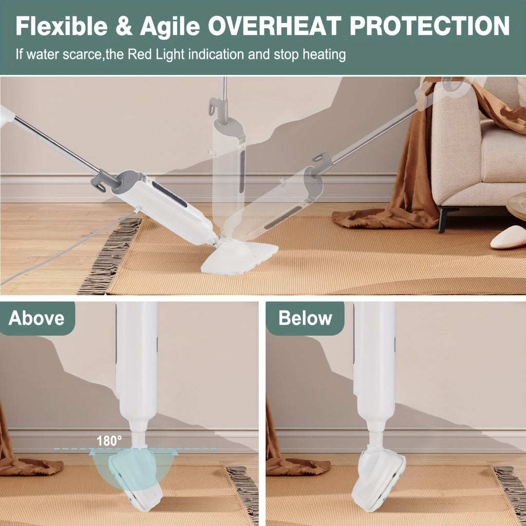 7-in-1 Steam Mop | Hardwood Floor Steamer, Powerful Cleaner for Carpet, Laminate, and Tiles, 3 Adjustable Steam Settings, 30s Fast Heat-up, Includes Carpet Glider & 2 Washable Microfiber Pads, Detachable Handheld Steamer for Walls, Metal, 120