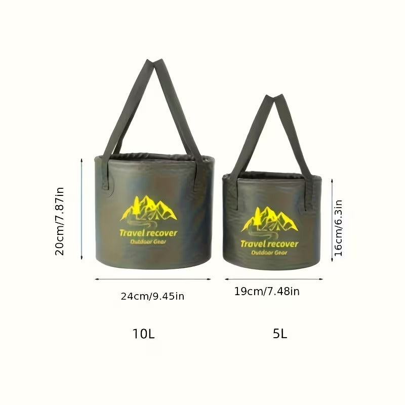 1 Outdoor Foldable 10 Liter Bucket, Portable Travel Camping Fishing Handheld Bucket, Household Travel Multifunctional Storage Bucket