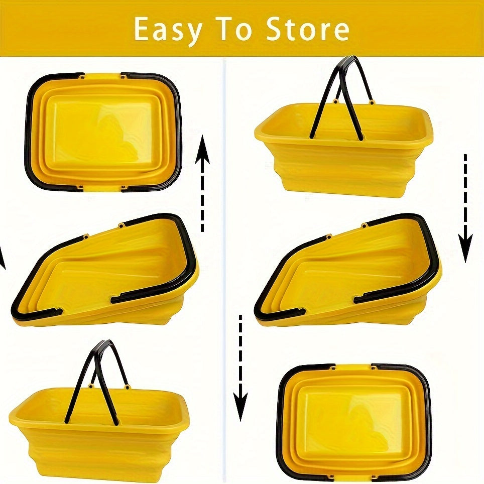 2 PCS Collapsible Bucket With Handle 10L (2.6 Gallon) Portable Water Bucket, Outdoor Multiuse Foldable Water Pail For Car Window Cleaning, Camping, Washing Dishes, Picnic, Fishing