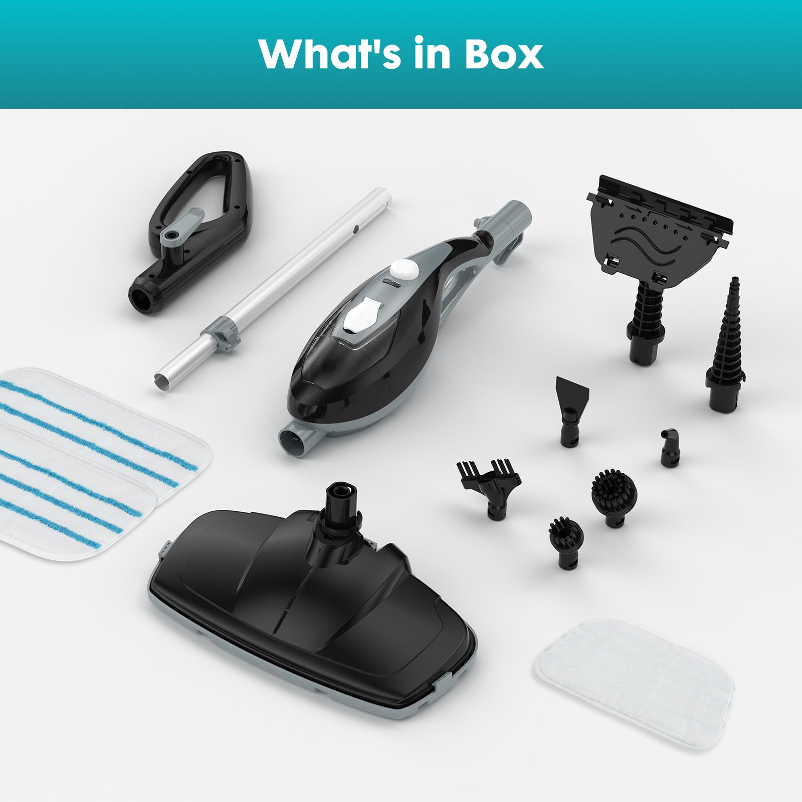 10-in-1 Multifunctional Steam Mop, 1550W Detachable Handheld Steam Cleaner for Floor Cleaning, 16FT Cord, 2 Washable Pads, Multi-Purpose Floor Steamer for Hardwood, Carpet, Tile, Grout, Windows