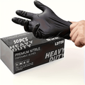 Durable Nitrile Gloves 50pcs Black Pure Nitrile Disposable Gloves | Durable, Latex Free, Thickened Design for Kitchen, Tattoo, Beauty Salon, Bathroom Cleaning - Large Medium Small