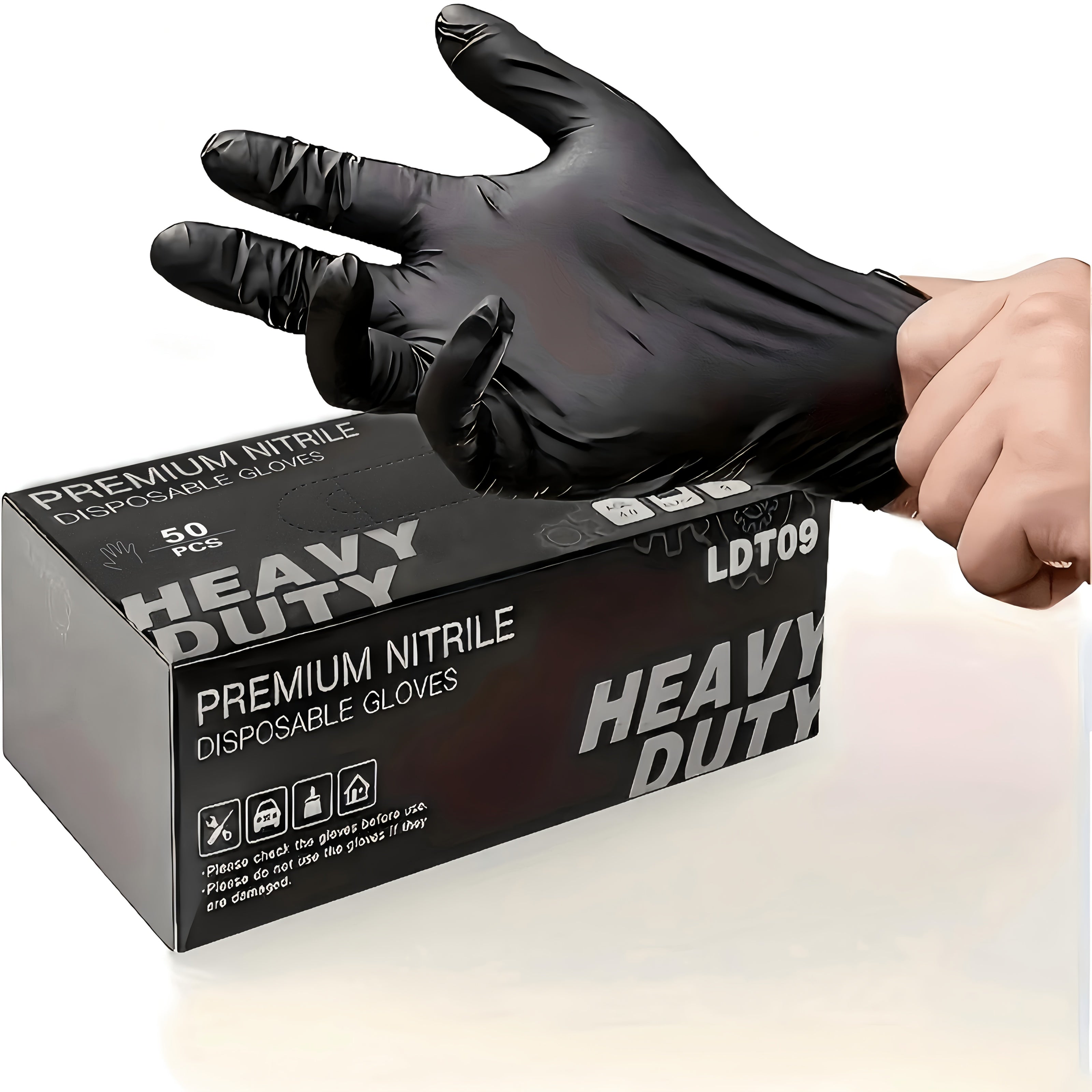 50 PCS Black Pure Nitrile Disposable Gloves, 5-Mil, Household Cleaning Gloves, Car Repair, Painting Operations, Kitchen Cleaning, Bathrooms, Durable, Stab Resistant, Piercing Textured Fingertips, Latex Free( S, M, L, XL) Local Warehouse, Fast Deliver