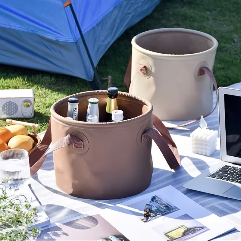 1 Outdoor Foldable 10 Liter Bucket, Portable Travel Camping Fishing Handheld Bucket, Household Travel Multifunctional Storage Bucket