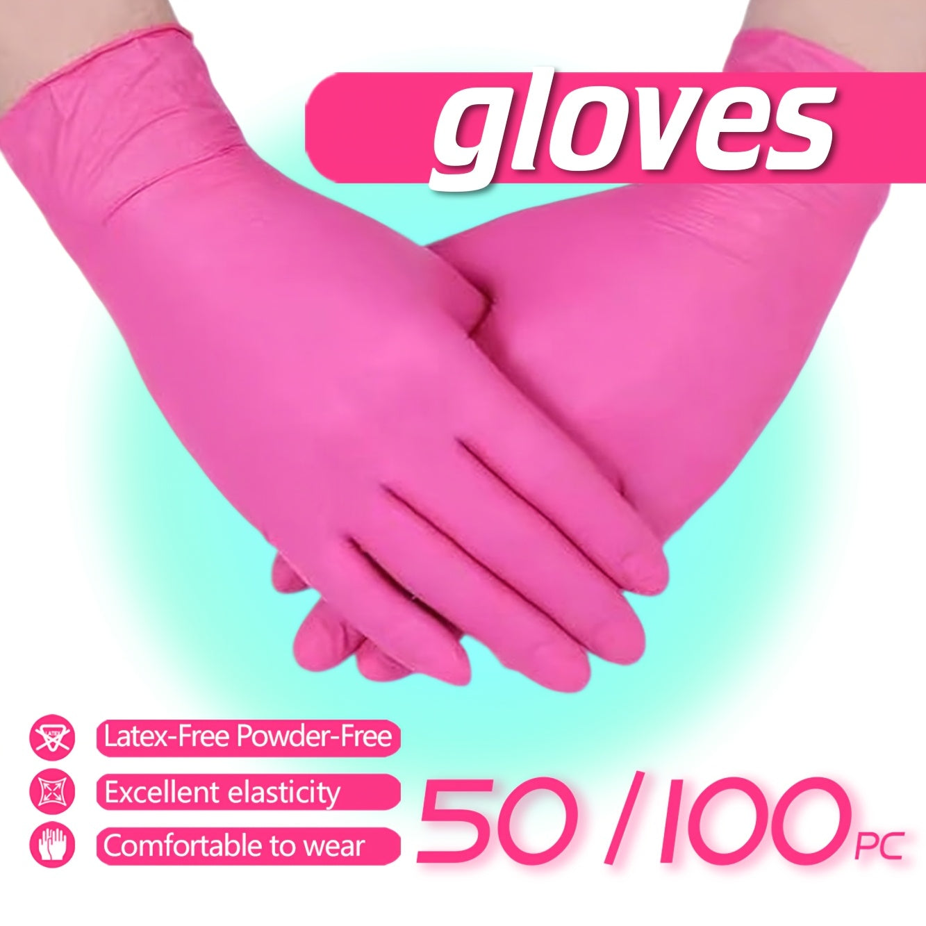 50\u002F100pcs Deep Pink Gloves, Waterproof & Tear-Resistant, Multi-Use For Kitchen, Cleaning, Tattoo, Hair Coloring, Beauty, Auto Repair, Restaurant, Daily Home Use, Cleaning Gloves, Disposable Gloves