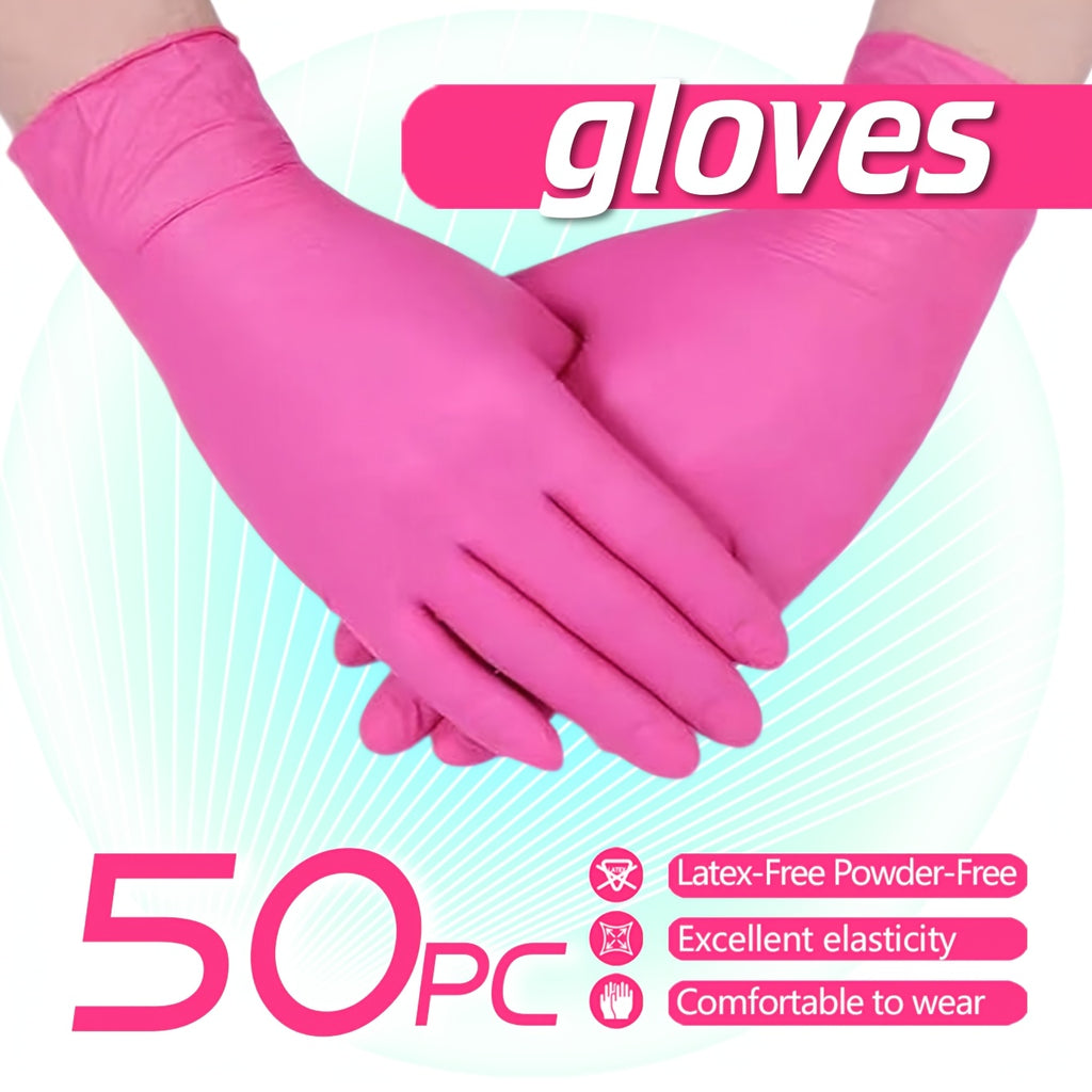 50\u002F100pcs Deep Pink Gloves, Waterproof & Tear-Resistant, Multi-Use For Kitchen, Cleaning, Tattoo, Hair Coloring, Beauty, Auto Repair, Restaurant, Daily Home Use, Cleaning Gloves, Disposable Gloves