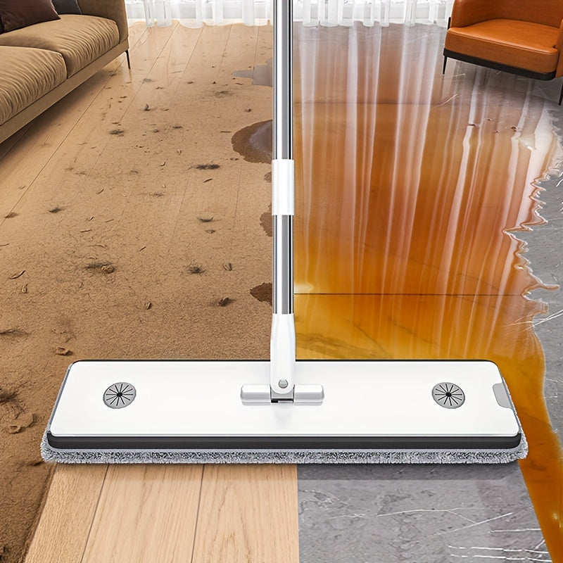 12.99\u002F15.74in Flat Mop And Bucket Set, Floor Cleaning System, Wet Dry For Wall Cleaner, Hardwood Floor Mop With Microfiber Cloths, Bedroom\u002F Bathrooms\u002Fliving Room Cleaning Supplies