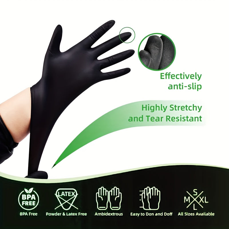 A Pack of 1000 Black Disposable Nitrile Gloves, Perfect for Household Cleaning. These Gloves Are Powder-Free, Latex-Free, And Non-Allergenic, Making Them Suitable for Various Situations And Available in Sizes S, M, L, And XL