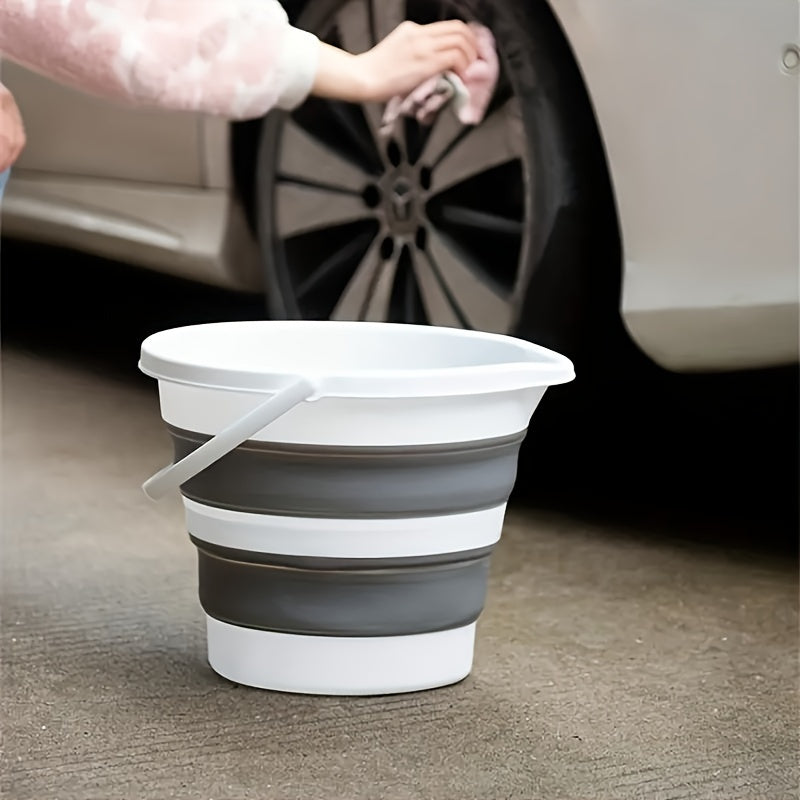 2pcs Portable Foldable Water Bucket and Ladle - Collapsible Heavy-Duty Plastic Bucket Suitable for Outdoor Camping, Travel, Car Washing, Fishing, Bathroom - Compact Water Bucket for &, Plastic Cleaning