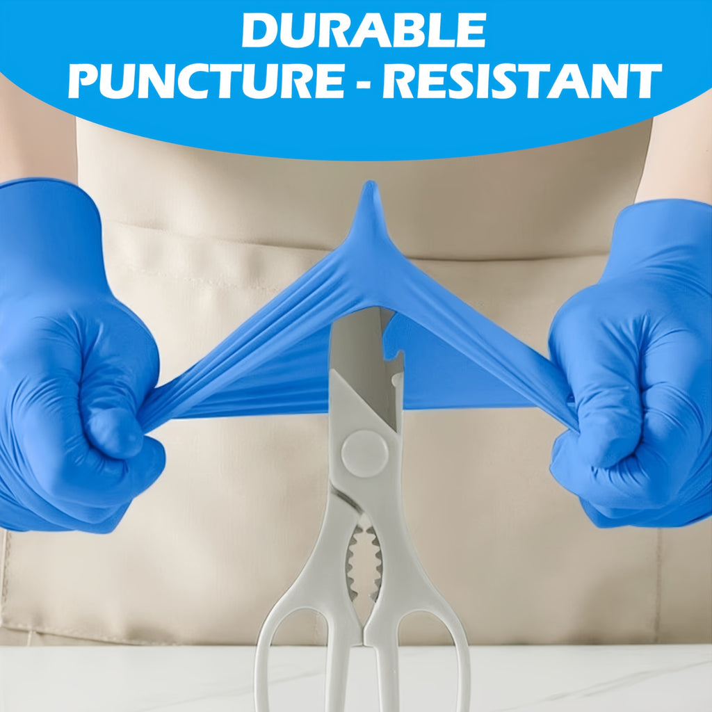 500pcs Heavy-Duty Blue Nitrile Gloves - Extra Thick, Powder-Free, Latex-Free - Disposable Gloves for Medical, Food Service, Cleaning, Mechanic Work - Size Large