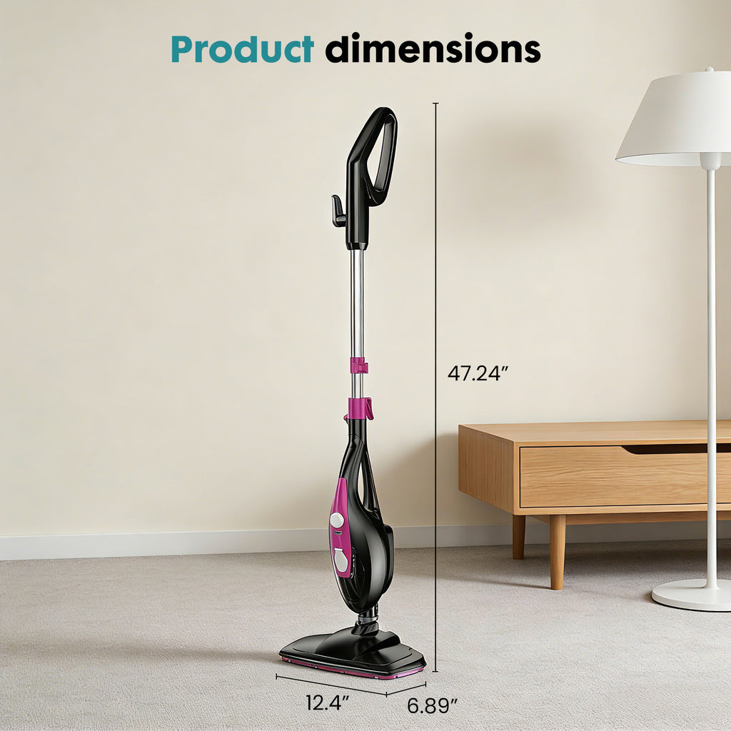 10-in-1 Multifunctional Steam Mop, 1550W Detachable Handheld Steam Cleaner for Floor Cleaning, 16FT Cord, 2 Washable Pads, Multi-Purpose Floor Steamer for Hardwood, Carpet, Tile, Grout, Windows