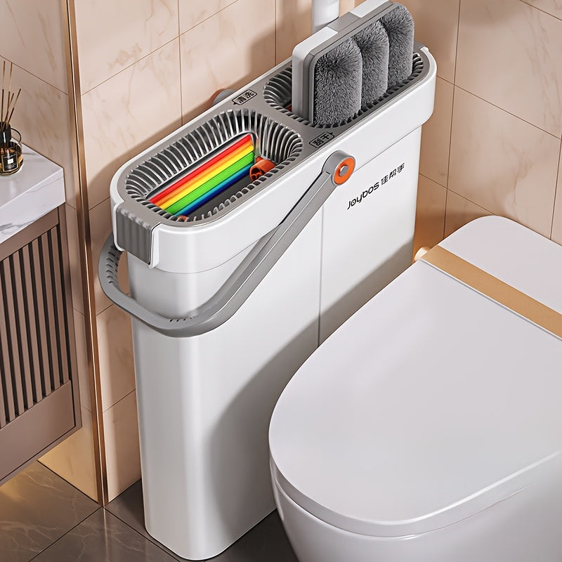 12.99\u002F15.74in Flat Mop And Bucket Set, Floor Cleaning System, Wet Dry For Wall Cleaner, Hardwood Floor Mop With Microfiber Cloths, Bedroom\u002F Bathrooms\u002Fliving Room Cleaning Supplies