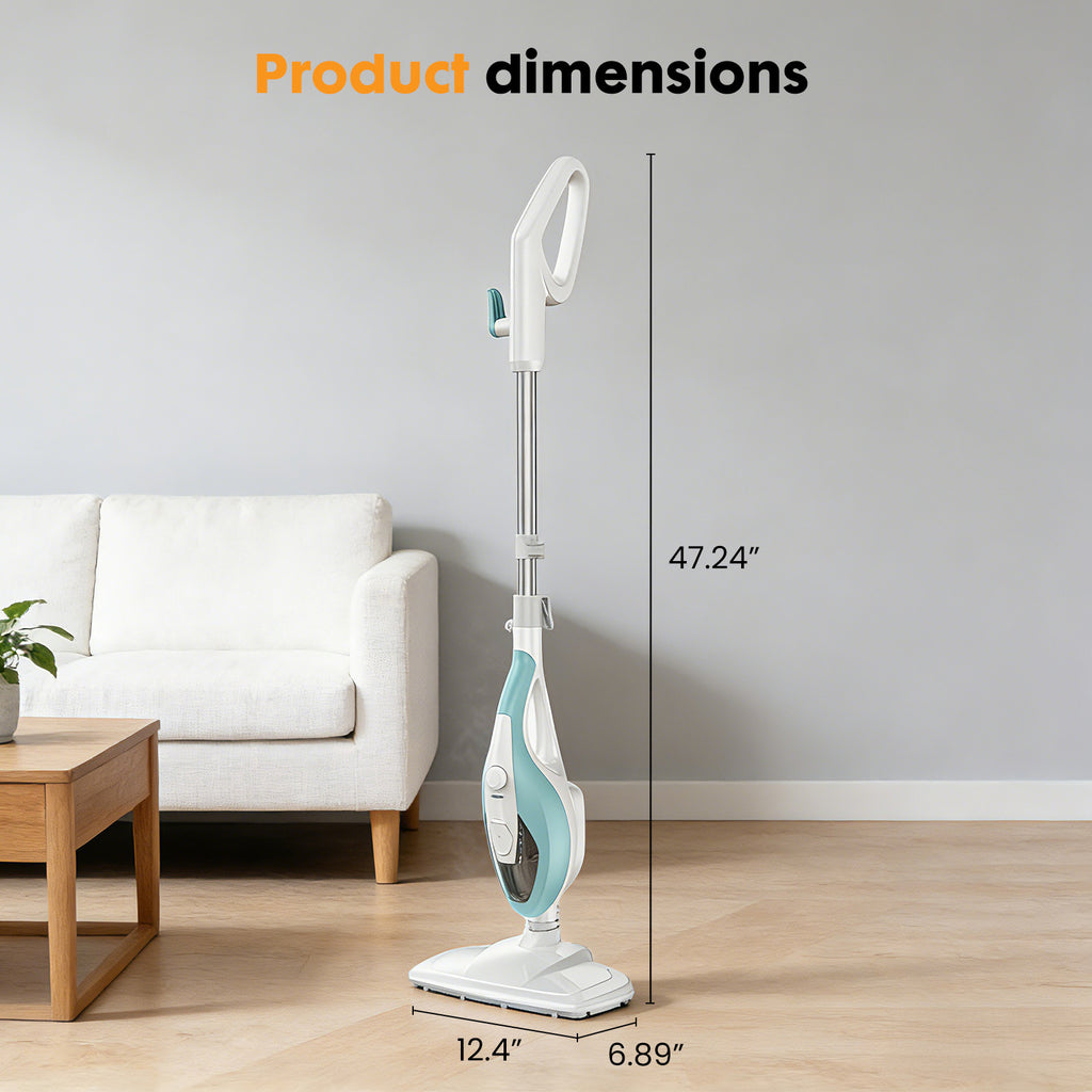 10-in-1 Multifunctional Steam Mop, 1550W Detachable Handheld Steam Cleaner for Floor Cleaning, 16FT Cord, 2 Washable Pads, Multi-Purpose Floor Steamer for Hardwood, Carpet, Tile, Grout, Windows