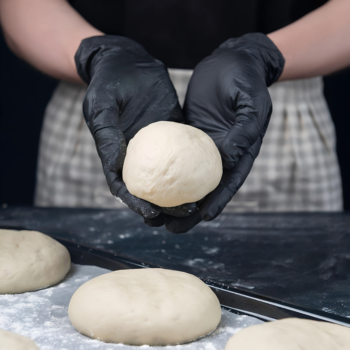 Durable Nitrile Gloves 50pcs Black Pure Nitrile Disposable Gloves | Durable, Latex Free, Thickened Design for Kitchen, Tattoo, Beauty Salon, Bathroom Cleaning - Large Medium Small